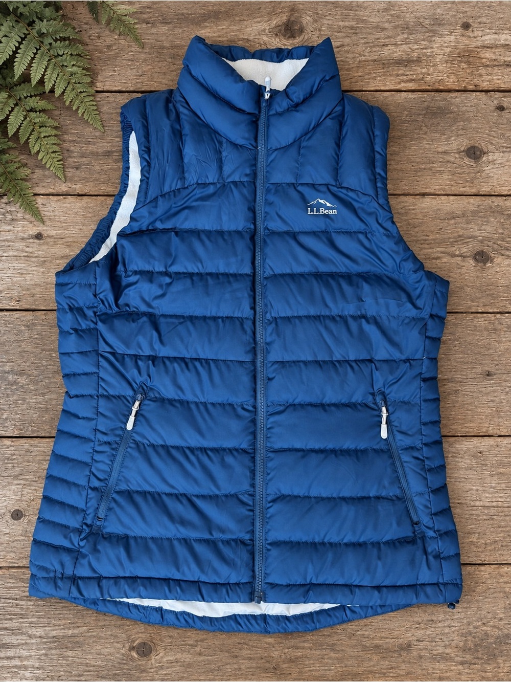 L.L.Bean DownTek Blue Down Puffer Vest Fleece Lined Women’s M